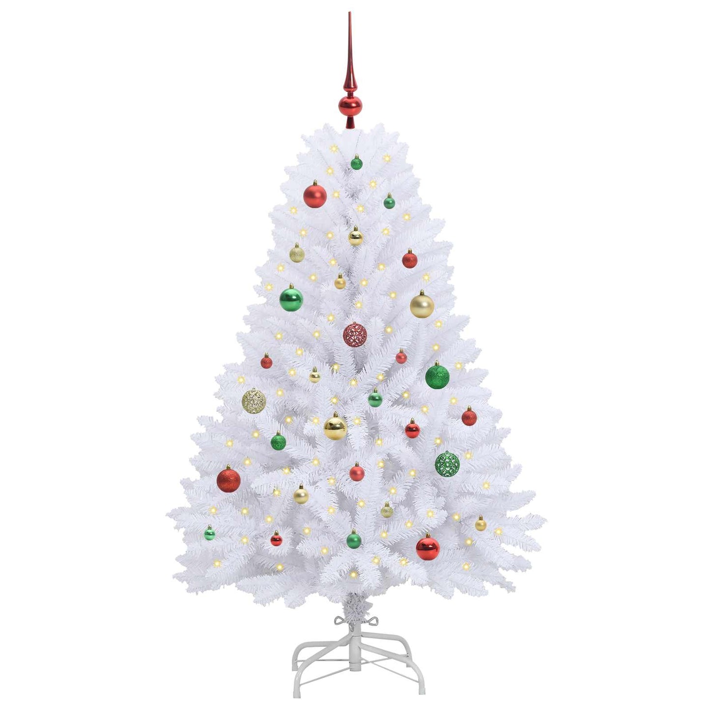 vidaXL Artificial Hinged Christmas Tree White 150 cm PVC and Steel - 52699