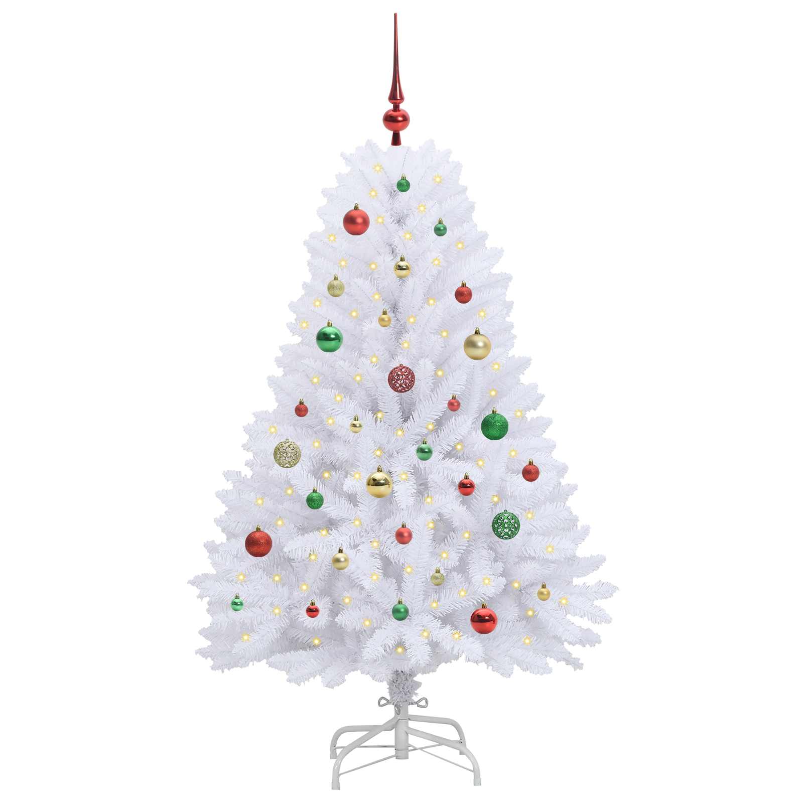 vidaXL Artificial Hinged Christmas Tree White 150 cm PVC and Steel - 52699