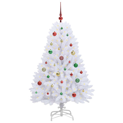 vidaXL Artificial Hinged Christmas Tree White 150 cm PVC and Steel - 52699