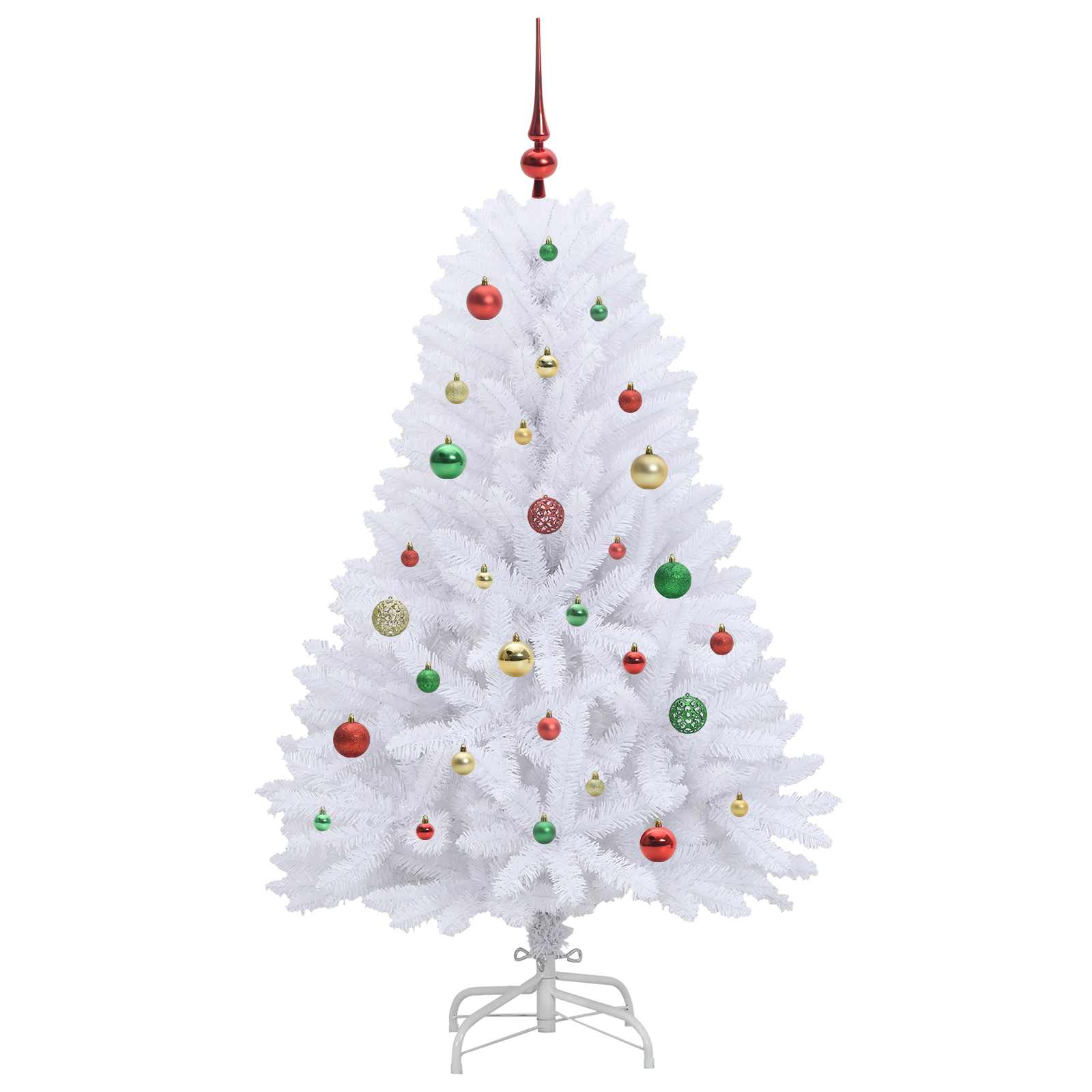 vidaXL Artificial Hinged Christmas Tree White 150 cm PVC and Steel - 52699