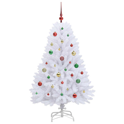 vidaXL Artificial Hinged Christmas Tree White 150 cm PVC and Steel - 52699