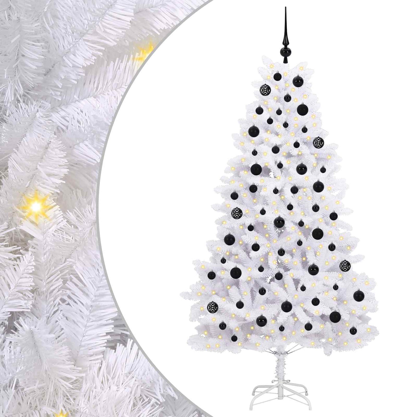 vidaXL Artificial Hinged Christmas Tree White 180 cm PVC and Steel - 52700