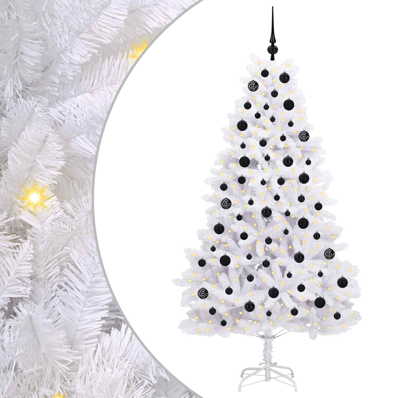 vidaXL Artificial Hinged Christmas Tree White 180 cm PVC and Steel - 52700