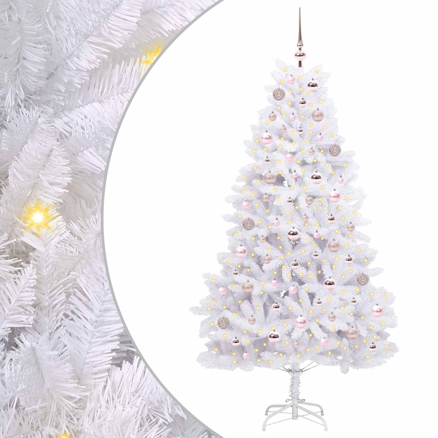 vidaXL Artificial Hinged Christmas Tree White 180 cm PVC and Steel - 52701