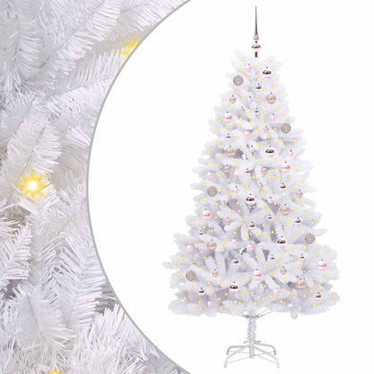 vidaXL Artificial Hinged Christmas Tree White 180 cm PVC and Steel - 52701