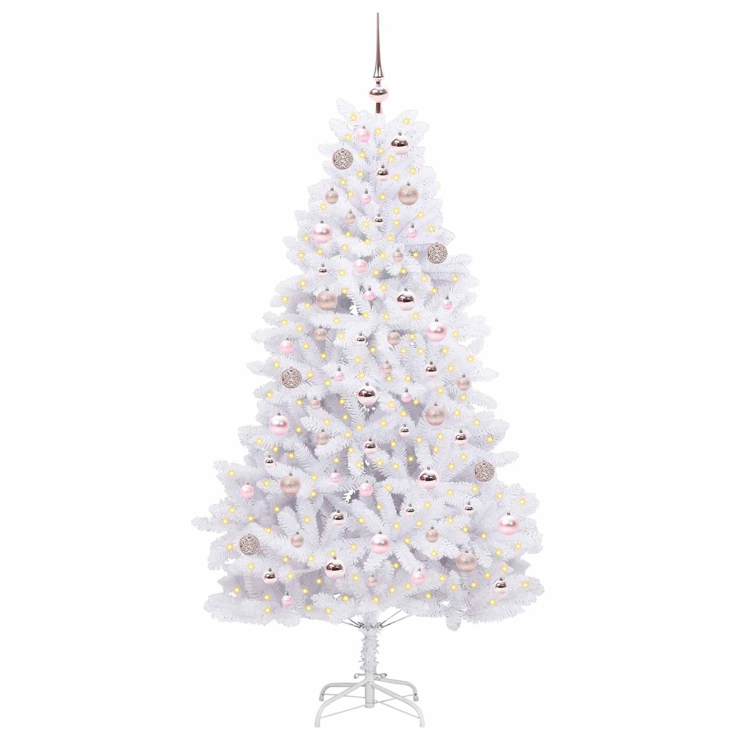vidaXL Artificial Hinged Christmas Tree White 180 cm PVC and Steel - 52701
