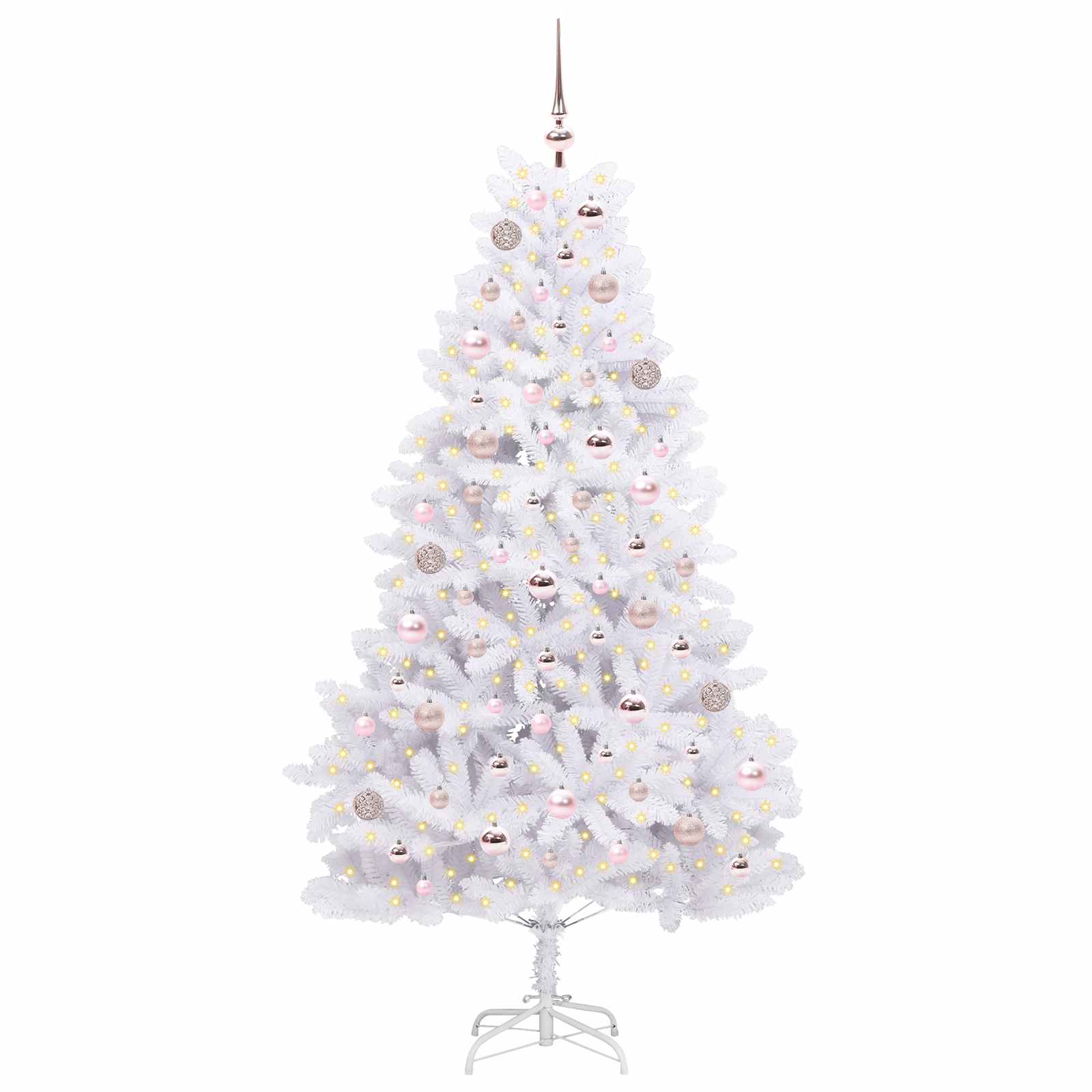 vidaXL Artificial Hinged Christmas Tree White 180 cm PVC and Steel - 52701