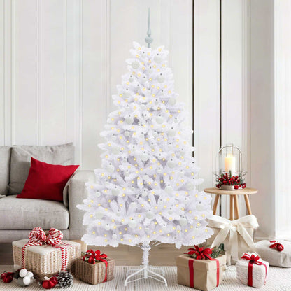 vidaXL Artificial Hinged Christmas Tree White 180 cm PVC and Steel - 52703