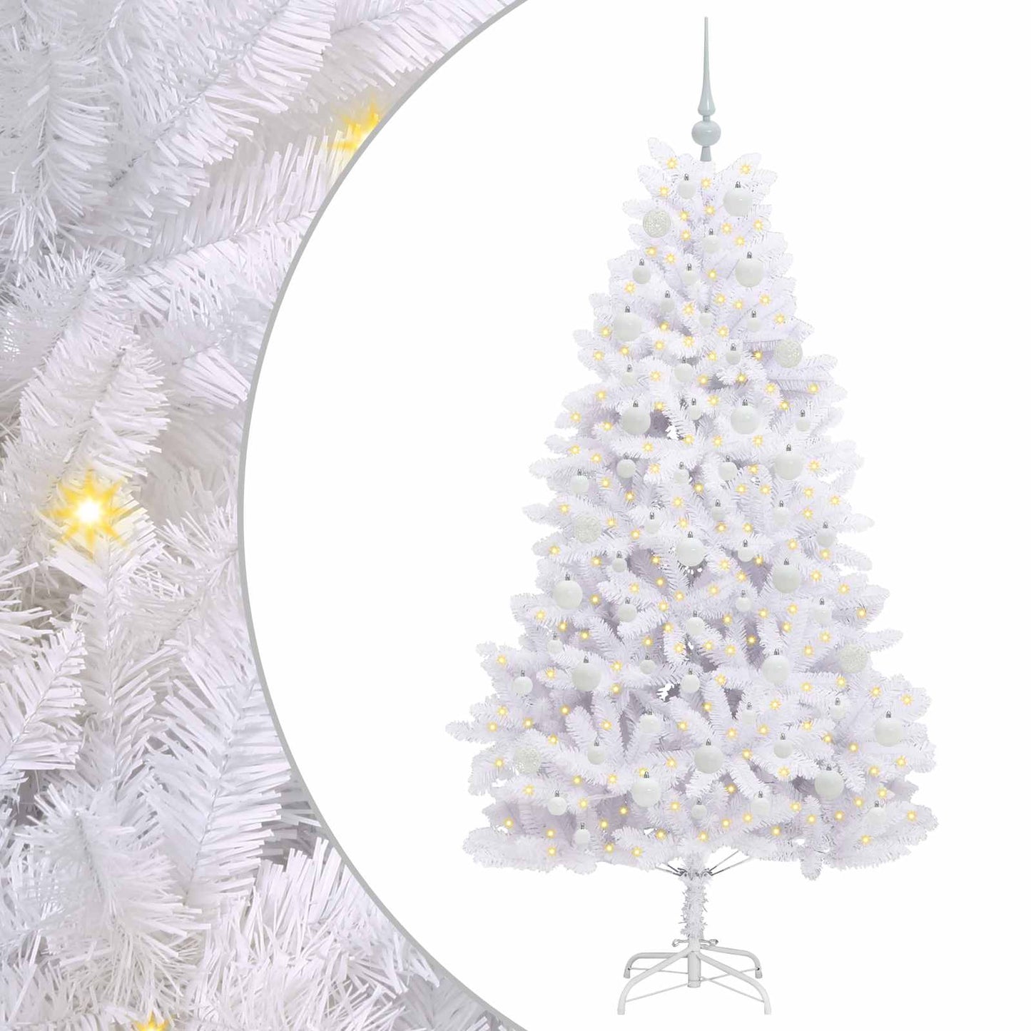 vidaXL Artificial Hinged Christmas Tree White 180 cm PVC and Steel - 52703