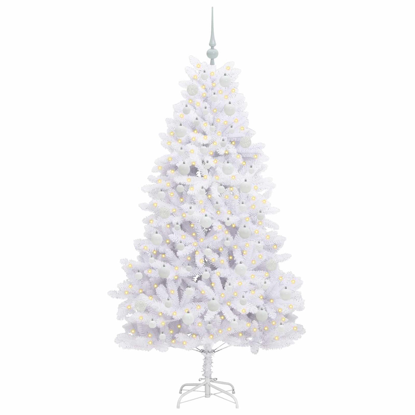 vidaXL Artificial Hinged Christmas Tree White 180 cm PVC and Steel - 52703
