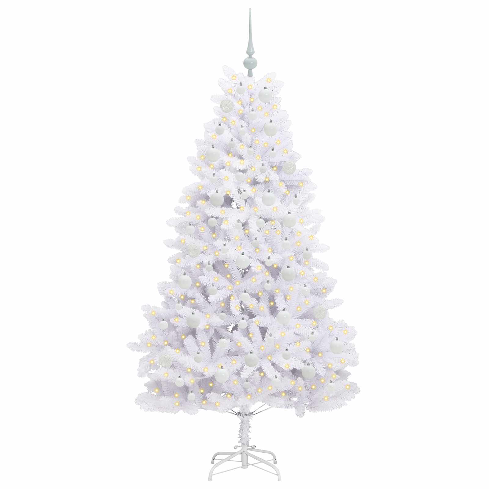 vidaXL Artificial Hinged Christmas Tree White 180 cm PVC and Steel - 52703