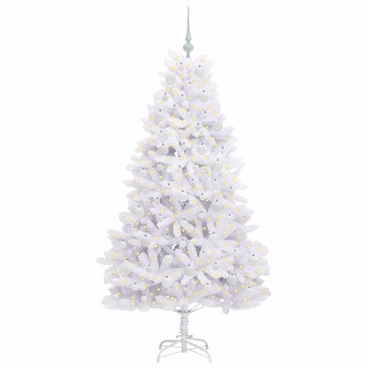 vidaXL Artificial Hinged Christmas Tree White 180 cm PVC and Steel - 52703