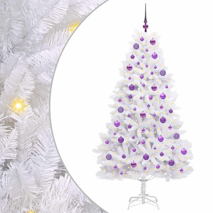 vidaXL Artificial Hinged Christmas Tree White 180 cm PVC and Steel - 52707