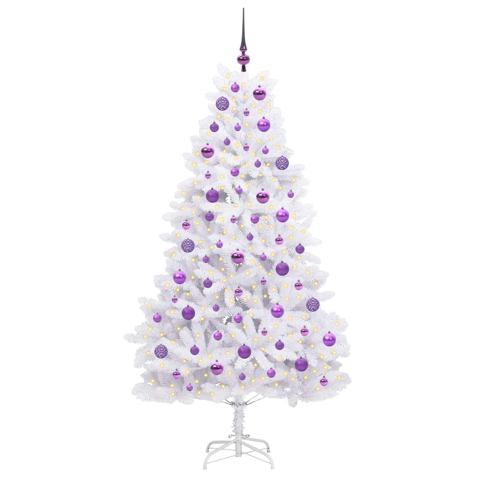 vidaXL Artificial Hinged Christmas Tree White 180 cm PVC and Steel - 52707
