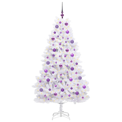 vidaXL Artificial Hinged Christmas Tree White 180 cm PVC and Steel - 52707