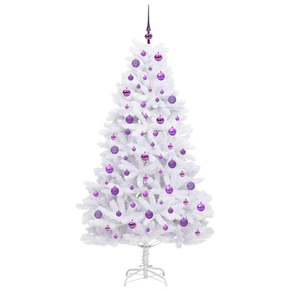 vidaXL Artificial Hinged Christmas Tree White 180 cm PVC and Steel - 52707