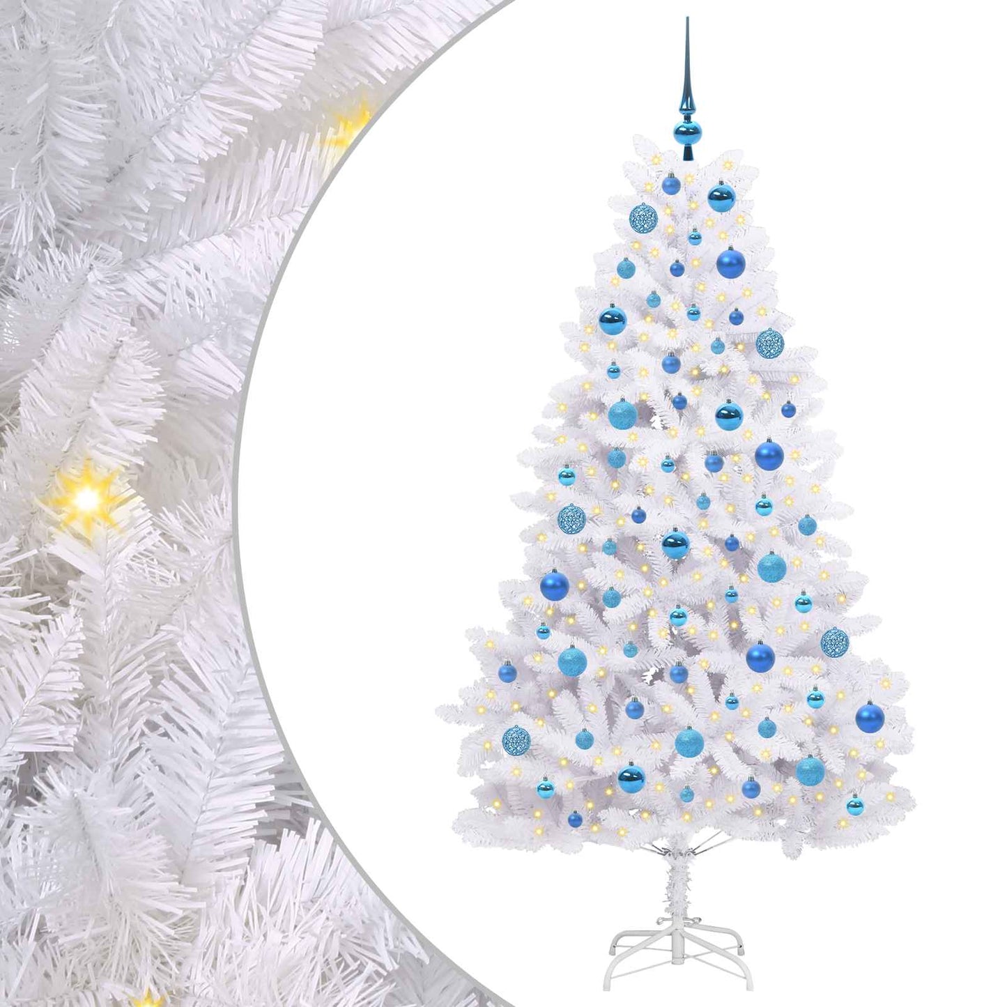 vidaXL Artificial Hinged Christmas Tree White 180 cm PVC and Steel - 52712