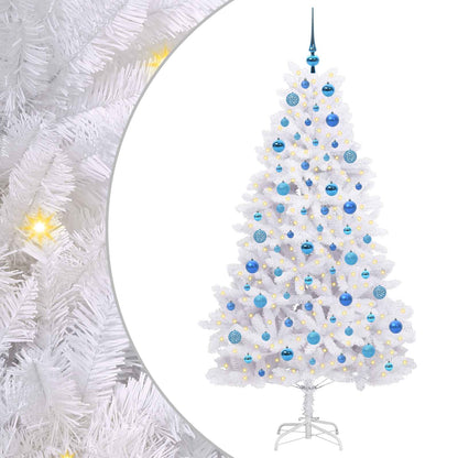 vidaXL Artificial Hinged Christmas Tree White 180 cm PVC and Steel - 52712