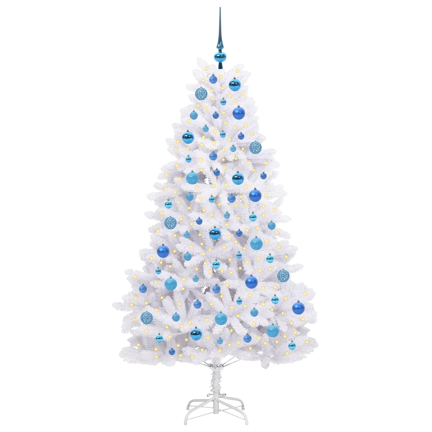 vidaXL Artificial Hinged Christmas Tree White 180 cm PVC and Steel - 52712