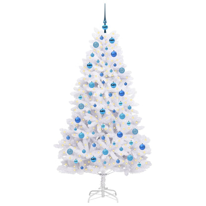vidaXL Artificial Hinged Christmas Tree White 180 cm PVC and Steel - 52712