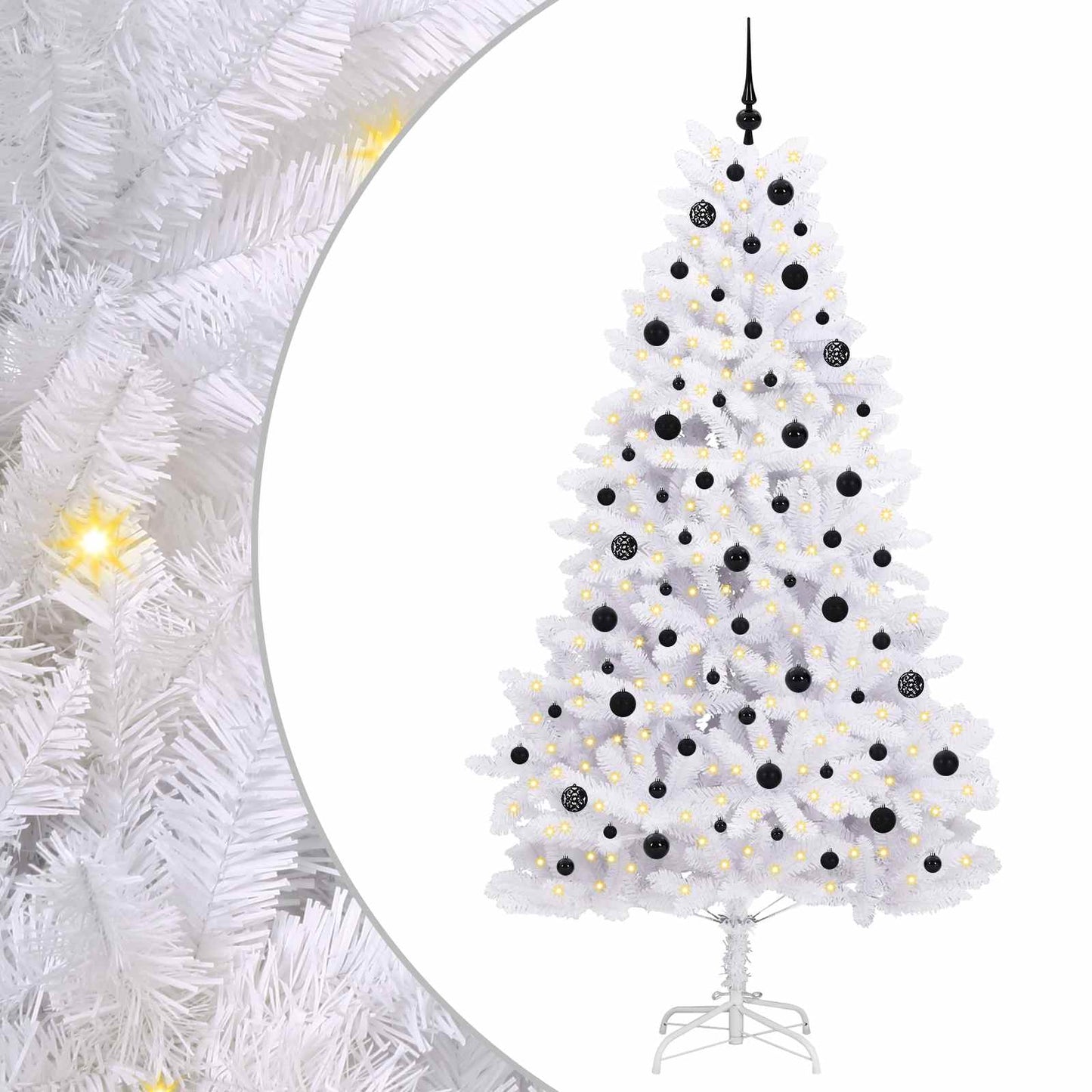 vidaXL Artificial Hinged Christmas Tree White 210 cm PVC and Steel - 52716