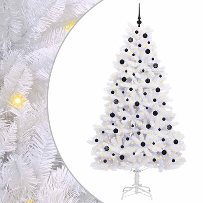 vidaXL Artificial Hinged Christmas Tree White 210 cm PVC and Steel - 52716
