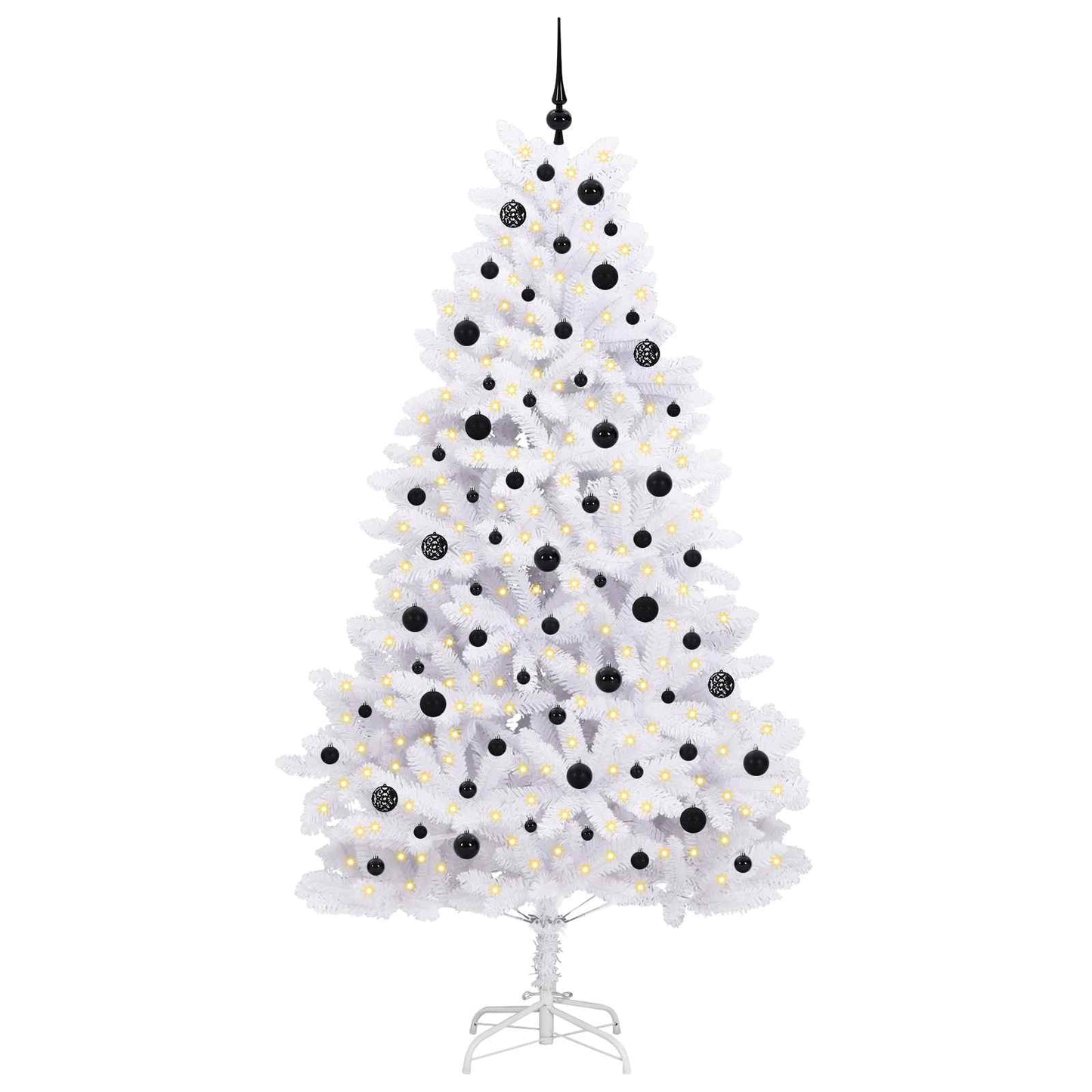 vidaXL Artificial Hinged Christmas Tree White 210 cm PVC and Steel - 52716