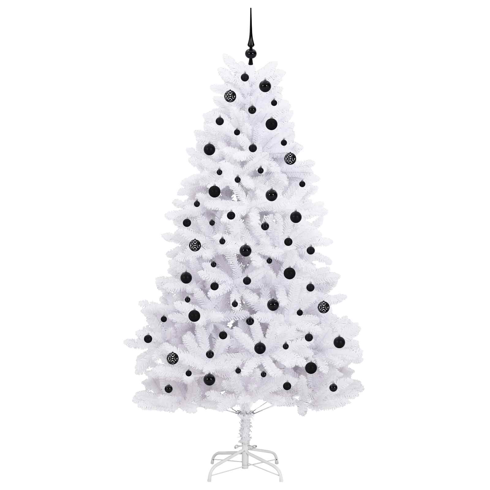 vidaXL Artificial Hinged Christmas Tree White 210 cm PVC and Steel - 52716