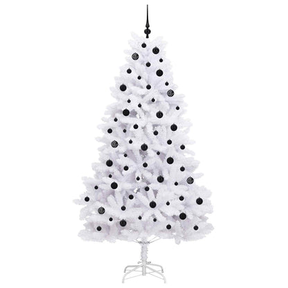 vidaXL Artificial Hinged Christmas Tree White 210 cm PVC and Steel - 52716