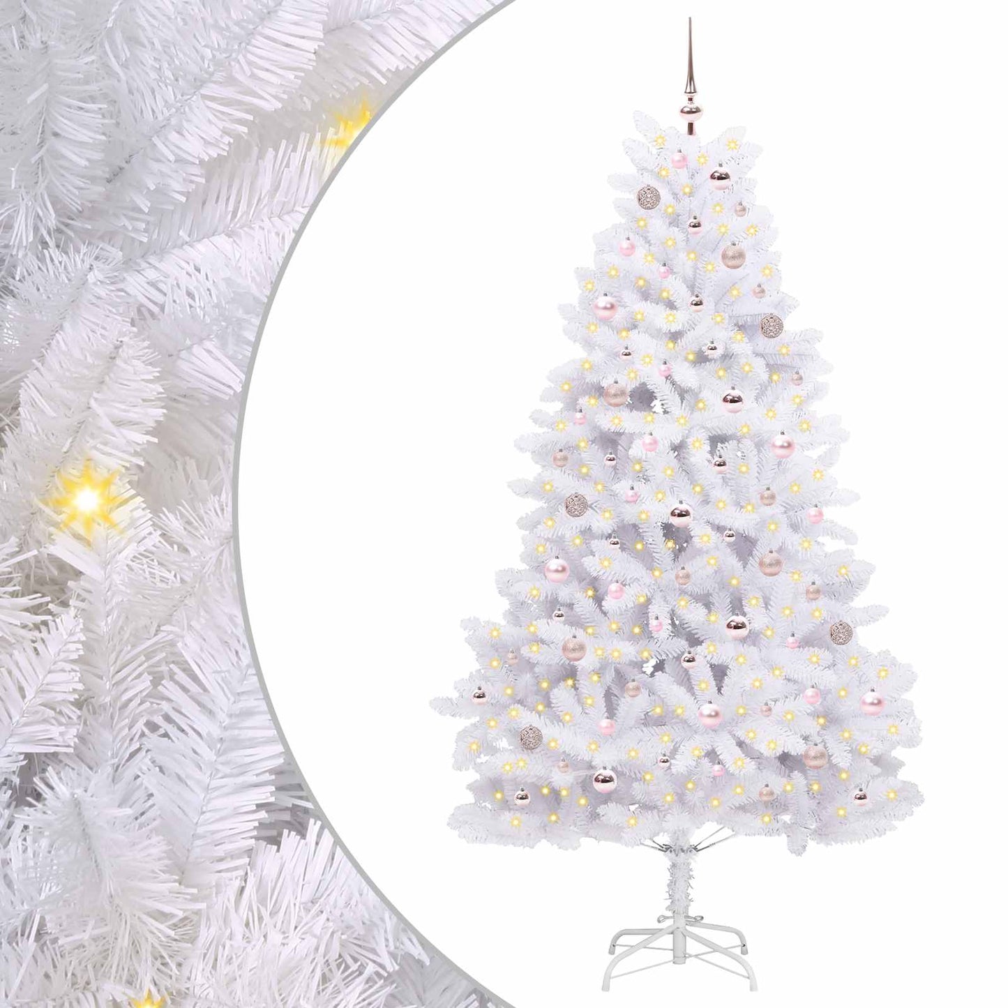 vidaXL Artificial Hinged Christmas Tree White 210 cm PVC and Steel - 52727