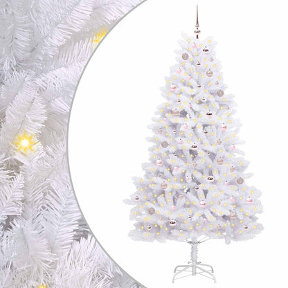 vidaXL Artificial Hinged Christmas Tree White 210 cm PVC and Steel - 52727