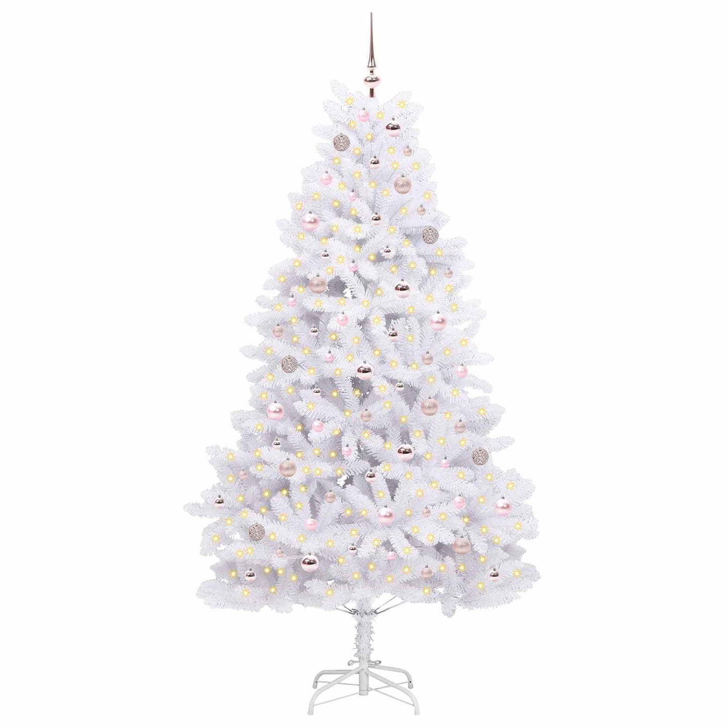 vidaXL Artificial Hinged Christmas Tree White 210 cm PVC and Steel - 52727