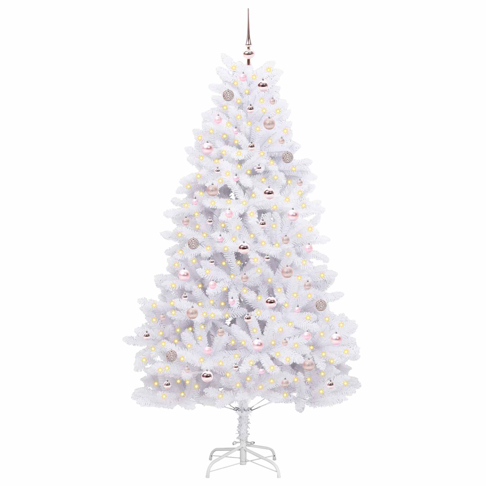 vidaXL Artificial Hinged Christmas Tree White 210 cm PVC and Steel - 52727