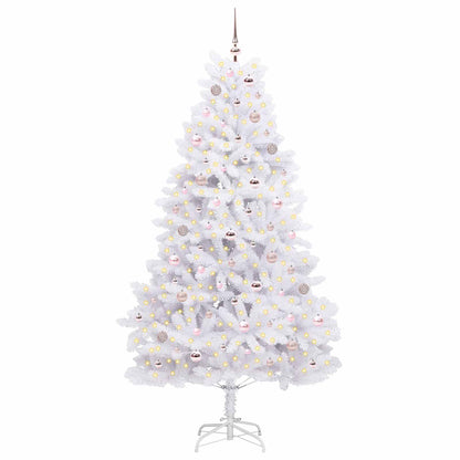 vidaXL Artificial Hinged Christmas Tree White 210 cm PVC and Steel - 52727