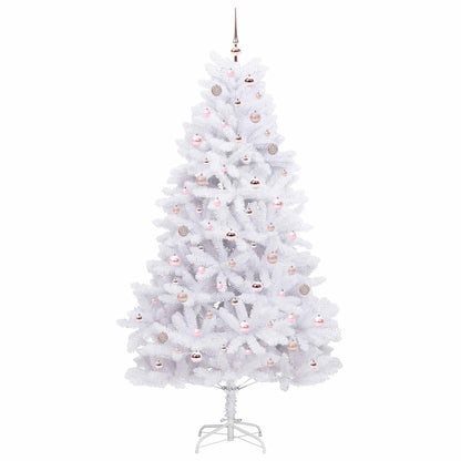 vidaXL Artificial Hinged Christmas Tree White 210 cm PVC and Steel - 52727