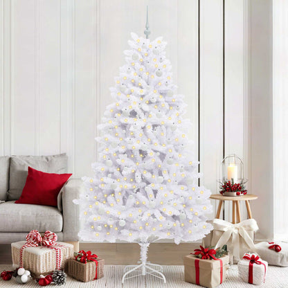 vidaXL Artificial Hinged Christmas Tree White 210 cm PVC and Steel - 52729