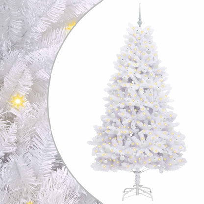 vidaXL Artificial Hinged Christmas Tree White 210 cm PVC and Steel - 52729