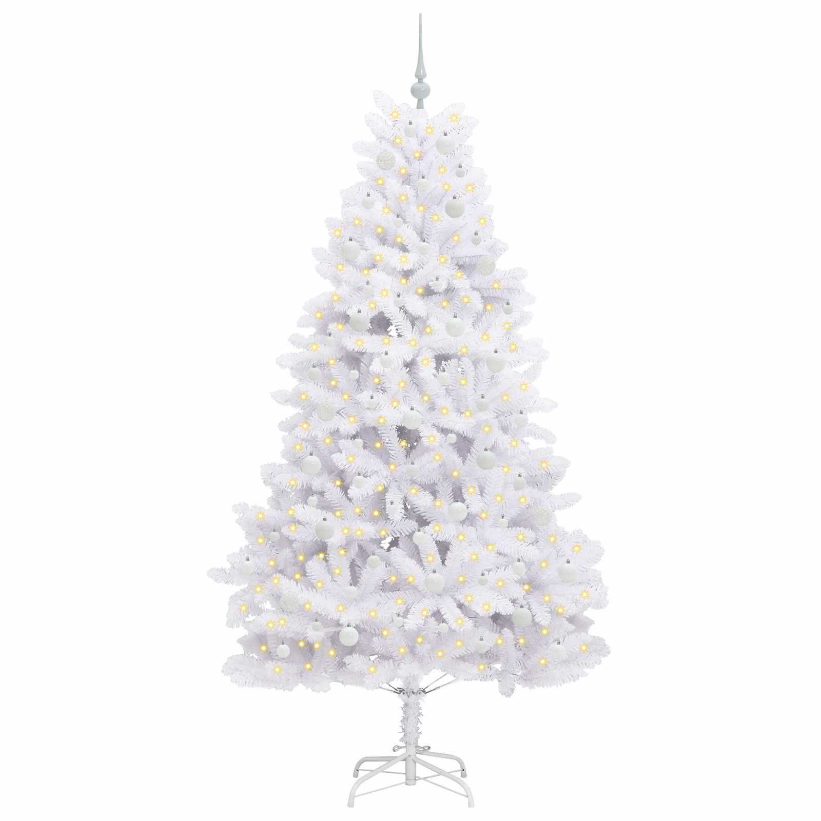 vidaXL Artificial Hinged Christmas Tree White 210 cm PVC and Steel - 52729