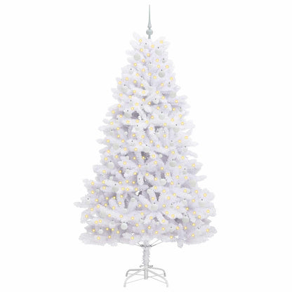 vidaXL Artificial Hinged Christmas Tree White 210 cm PVC and Steel - 52729