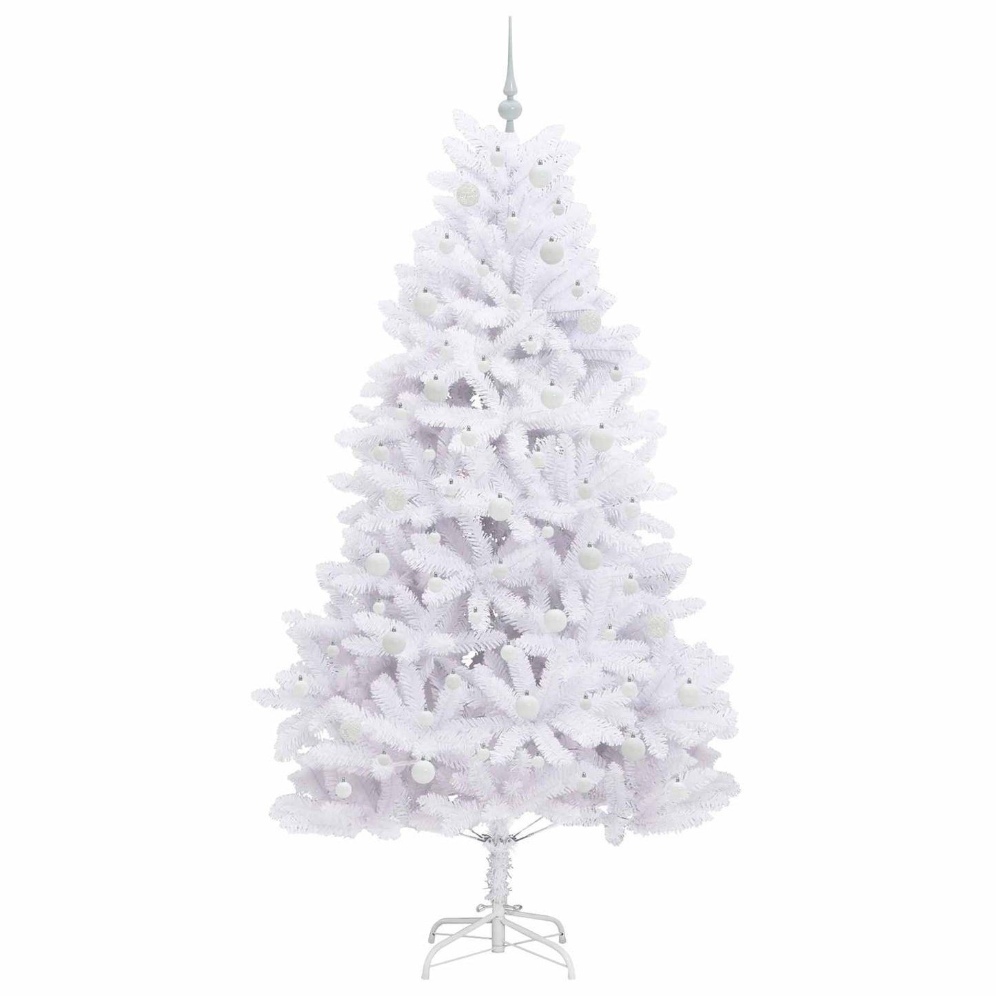 vidaXL Artificial Hinged Christmas Tree White 210 cm PVC and Steel - 52729
