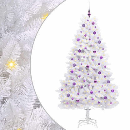 vidaXL Artificial Hinged Christmas Tree White 210 cm PVC and Steel - 52734