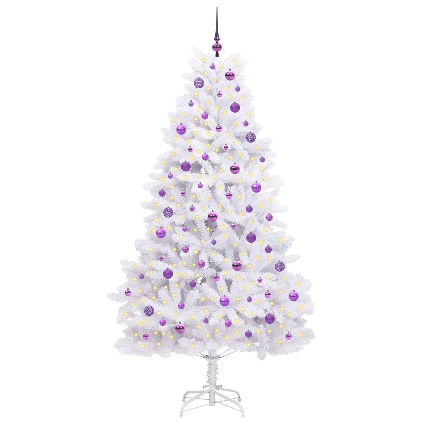 vidaXL Artificial Hinged Christmas Tree White 210 cm PVC and Steel - 52734