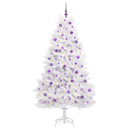 vidaXL Artificial Hinged Christmas Tree White 210 cm PVC and Steel - 52734