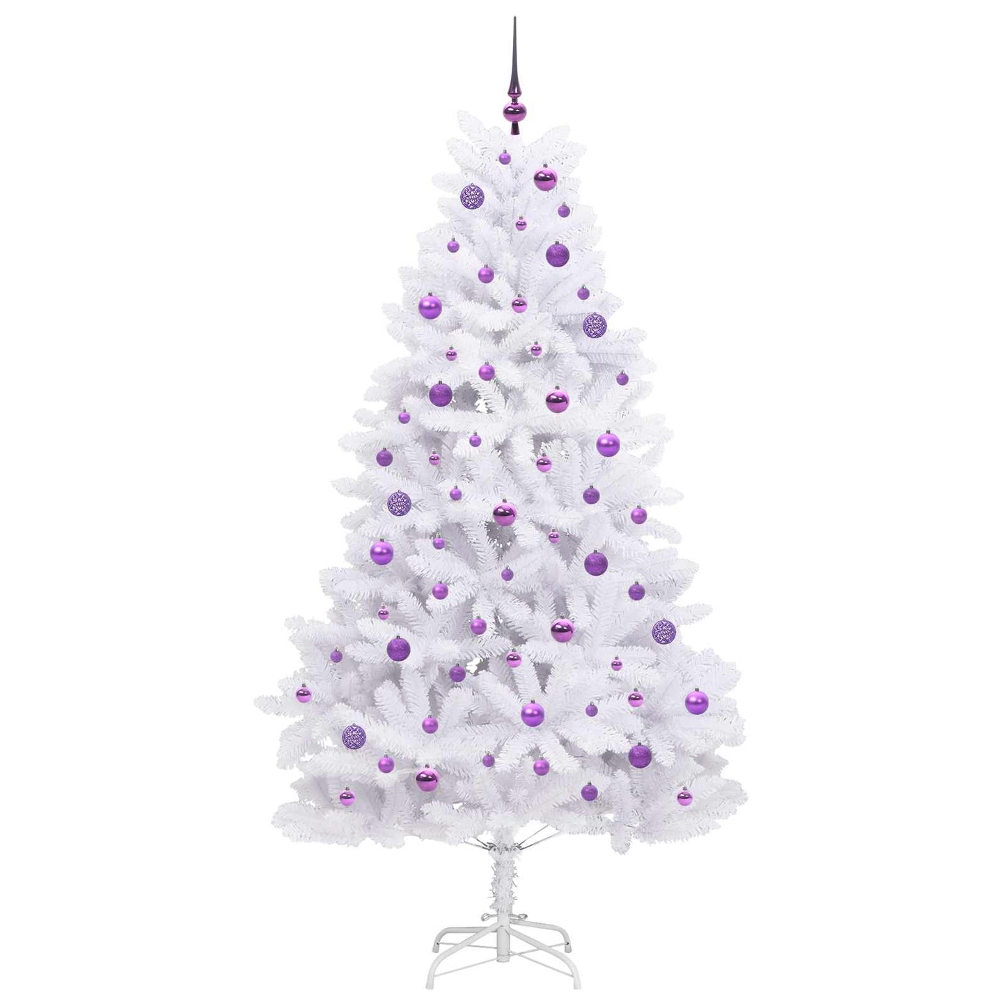 vidaXL Artificial Hinged Christmas Tree White 210 cm PVC and Steel - 52734