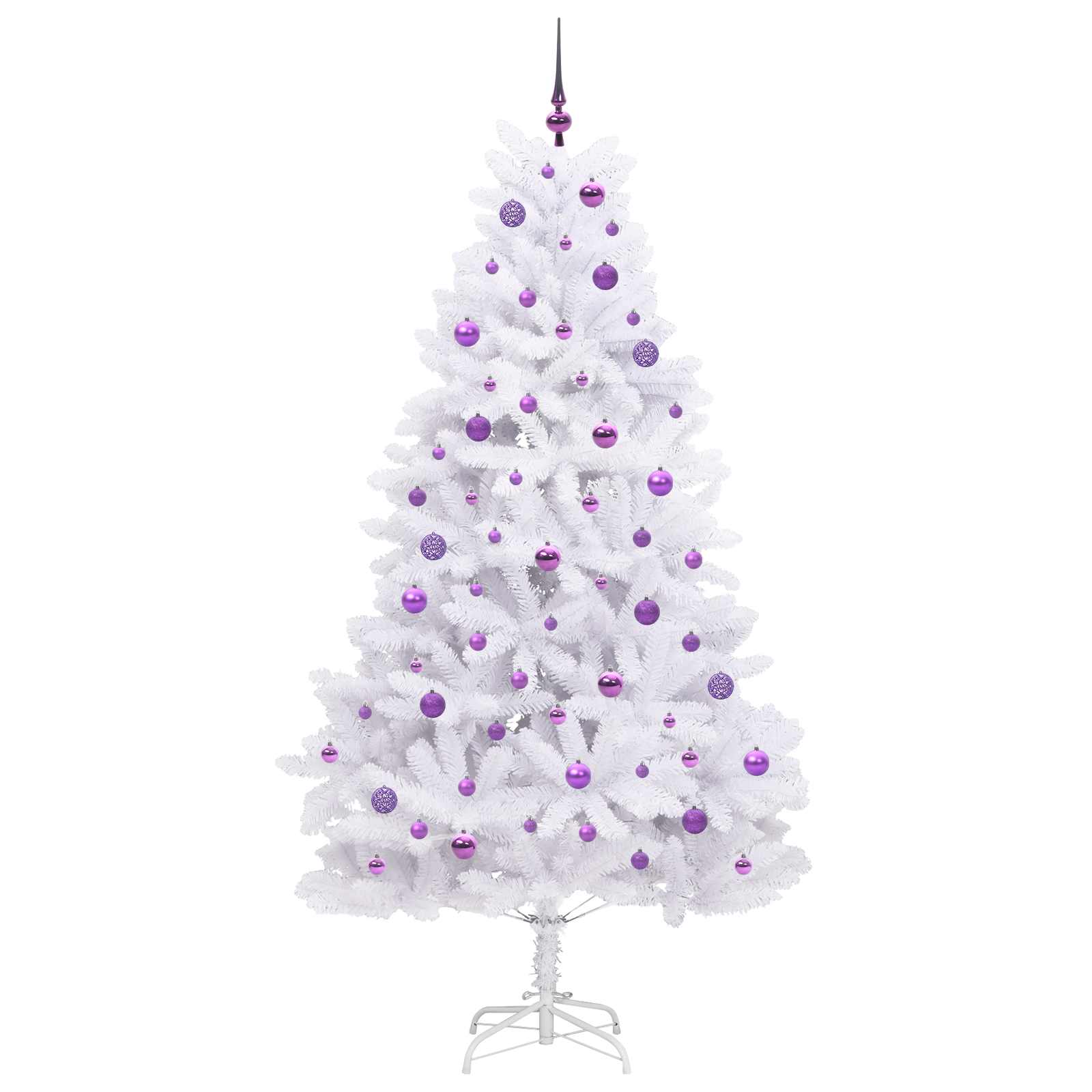 vidaXL Artificial Hinged Christmas Tree White 210 cm PVC and Steel - 52734