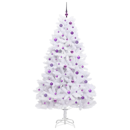 vidaXL Artificial Hinged Christmas Tree White 210 cm PVC and Steel - 52734
