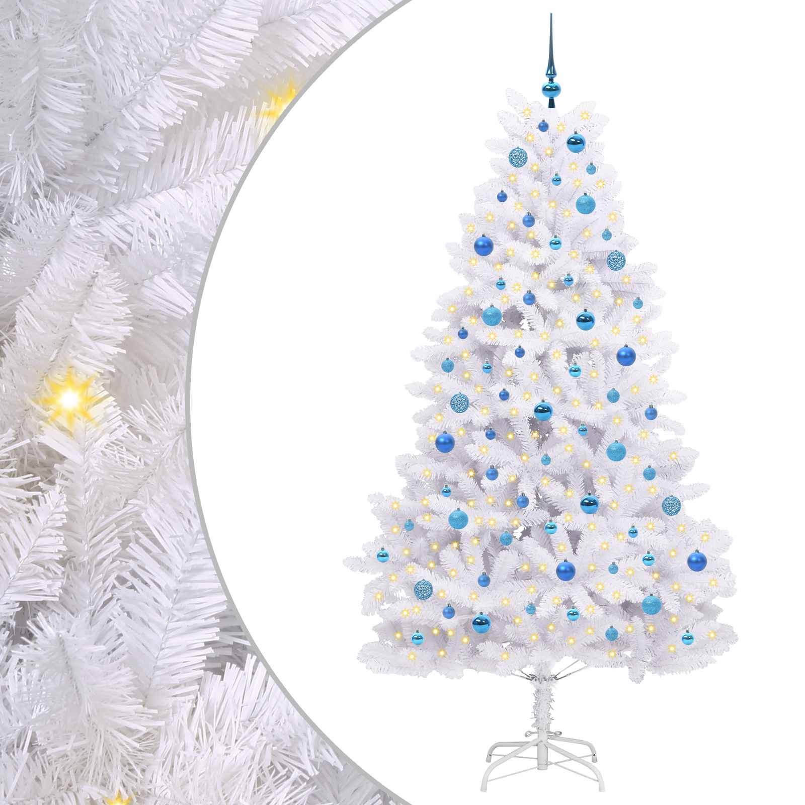 vidaXL Artificial Hinged Christmas Tree White 210 cm PVC and Steel - 52747