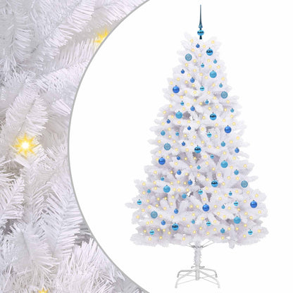 vidaXL Artificial Hinged Christmas Tree White 210 cm PVC and Steel - 52747