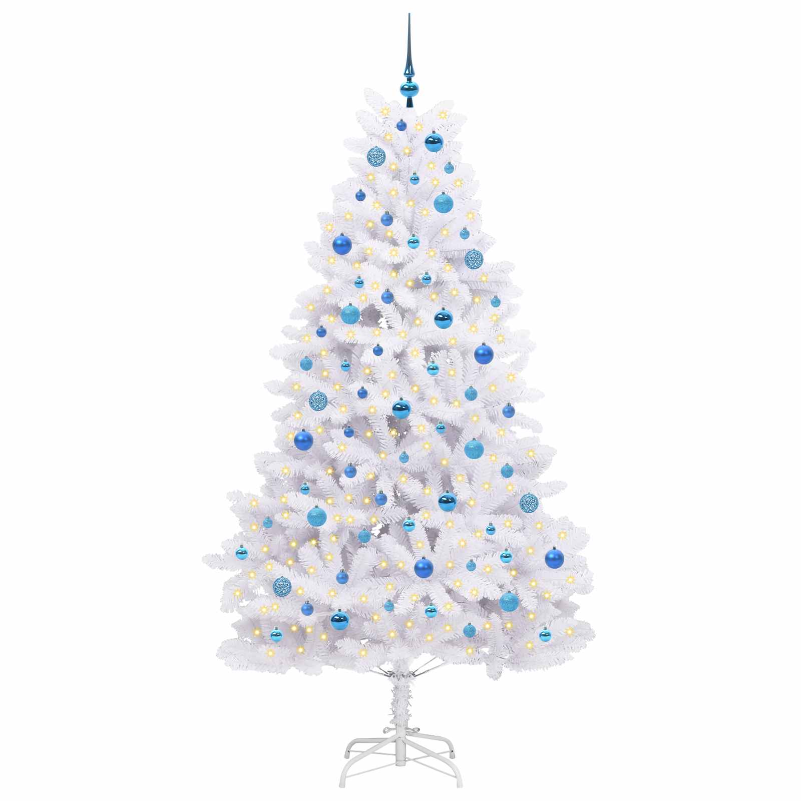 vidaXL Artificial Hinged Christmas Tree White 210 cm PVC and Steel - 52747