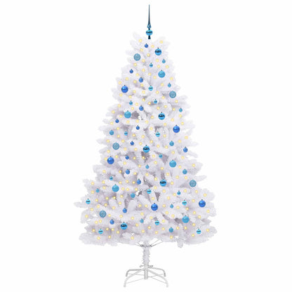 vidaXL Artificial Hinged Christmas Tree White 210 cm PVC and Steel - 52747